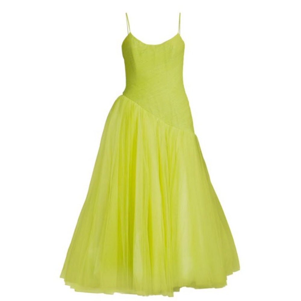 Zac Posen Green Spaghetti Strap Midi Sundress